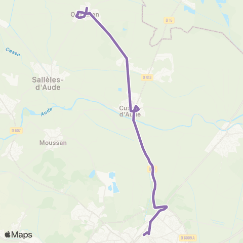 Citibus Cuxac d'Aude - Narbonne map