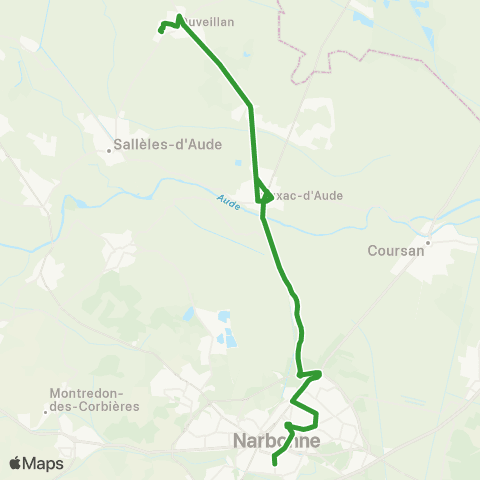 Citibus Ouveillan - Cuxac d'Aude - Narbonne map