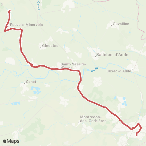 Citibus Mailhac - Pouzols-Minervois - Ste-Valière - Ventenac-en-Minervois - St-Nazaire-d'Aude - St-Marcel-s/-Aude - Narbonne map