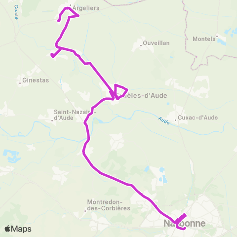 Citibus Argeliers - Mirepeisset - Sallèles-d'Aude - Narbonne map
