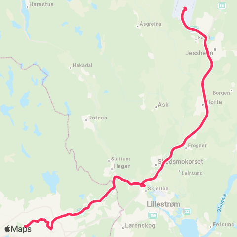 Flybussen Majorstuen via Torshov-Sagene map
