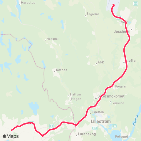 Flybussen Radiumhospitalet via Økern-Storo-Tåsen map