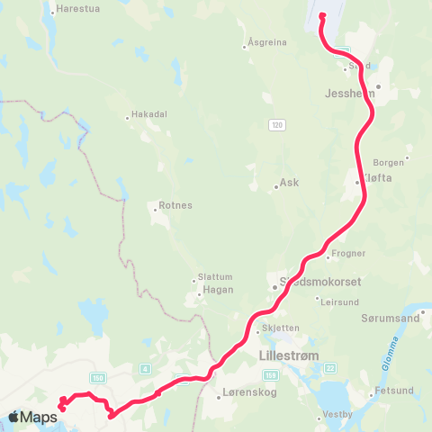 Flybussen Oslo sentrum via Helsfyr-Hasle-Bislett map