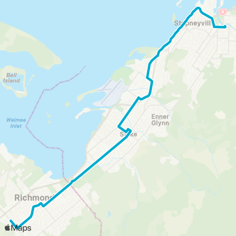 eBus Richmond - Nelson via Rocks Road map