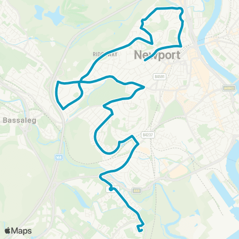 Newport Bus Fields Pk Crescent - The John Frost Sch map