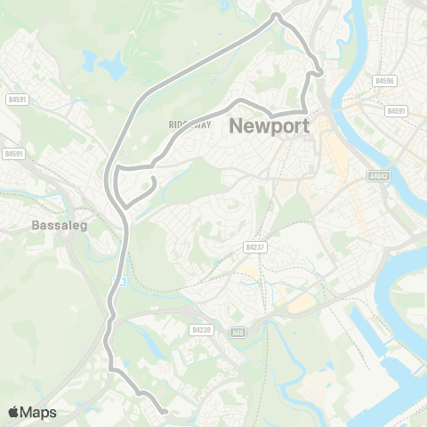 Newport Bus Groves Road - St Joseph`S Rc High School map