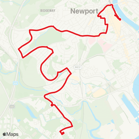 Newport Bus Friars Walk 12 - Ysgol Gyfun Gwent Is Coed map