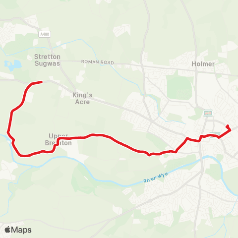 Newport Bus Stretton Sugwas Turn - Railway Station map