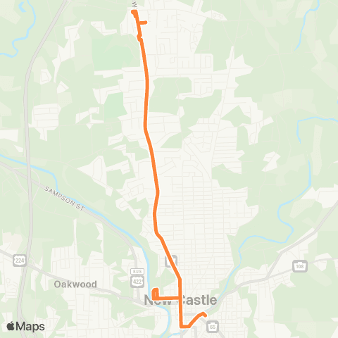 New Castle Area Transit North City / Neshannock Township map