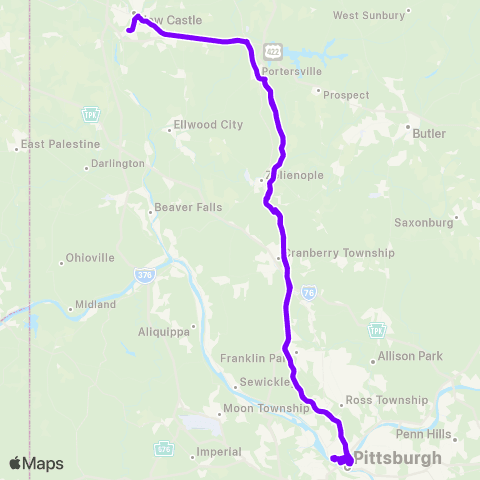 New Castle Area Transit Pittsburgh map