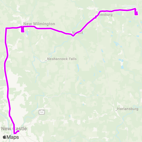 New Castle Area Transit New Wilmington / Volant / Grove City map