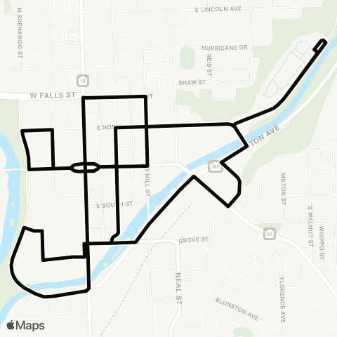 New Castle Area Transit Downtown Shuttle map