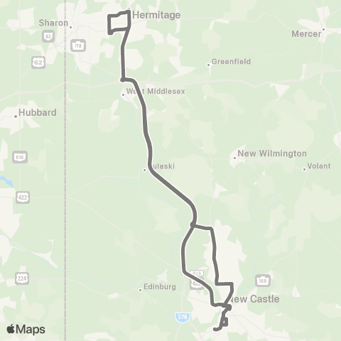 New Castle Area Transit Hermitage / Kennedy (Morning) map