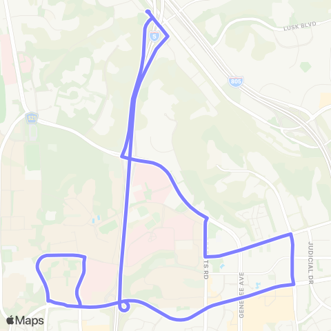 NCTD Univ City and UCSD Coaster Connection map