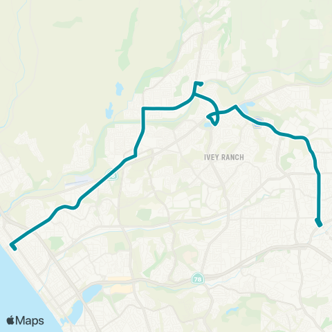 NCTD Oceanside - Vista via Mission Av map