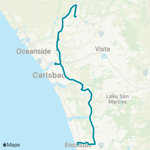 NCTD Town Center North - Encinitas via ECR map