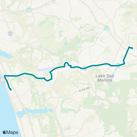 NCTD Poinsettia - Palomar College via PAR map