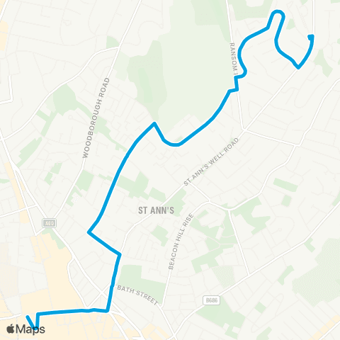 Nottingham City Transport Kildare Road - Queen Street map