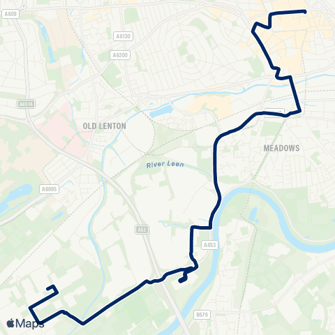 Nottingham City Transport Fifth Avenue - Angel Row A1 map