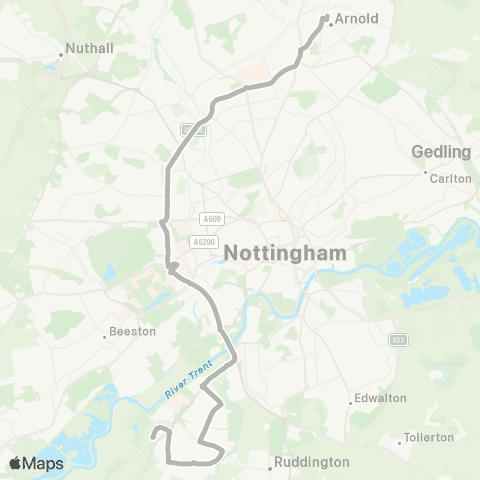 Nottingham City Transport Hartness Road - Qmc Forecourt map