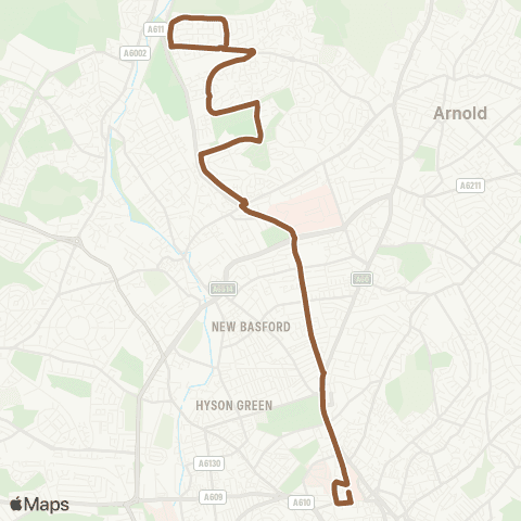 Nottingham City Transport Charles II - Victoria Centre map