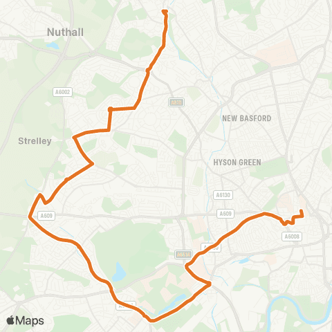 Nottingham City Transport Victoria Centre - Bradfield Road map