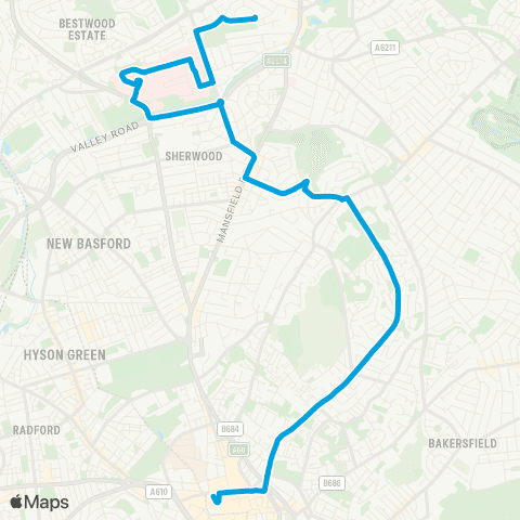 Nottingham City Transport Purple Car Park - Queen Street map