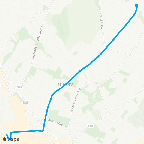 Nottingham City Transport Kildare Road - Queen Street map
