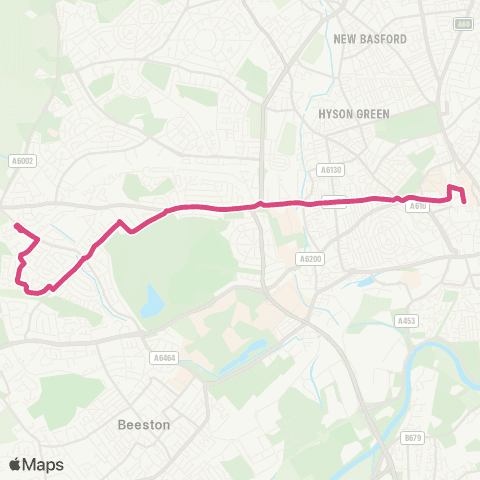 Nottingham City Transport Wollaton Vale - Victoria Centre map