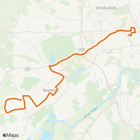 Nottingham City Transport Victoria Centre - Blandford Road map
