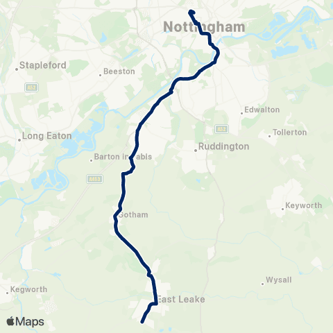 Nottingham City Transport Baxter Gate - Beastmarket Hill map