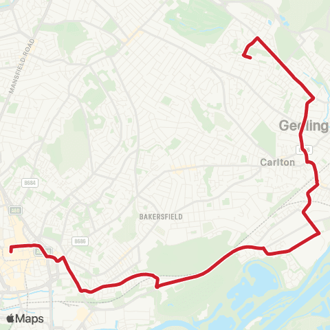 Nottingham City Transport Turning Circle - King Street map