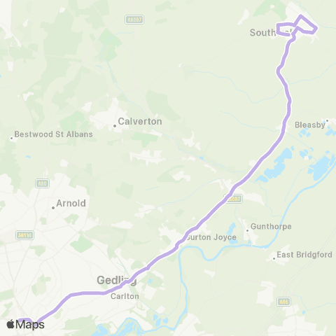 Nottingham City Transport Hillside Drive - King Street map