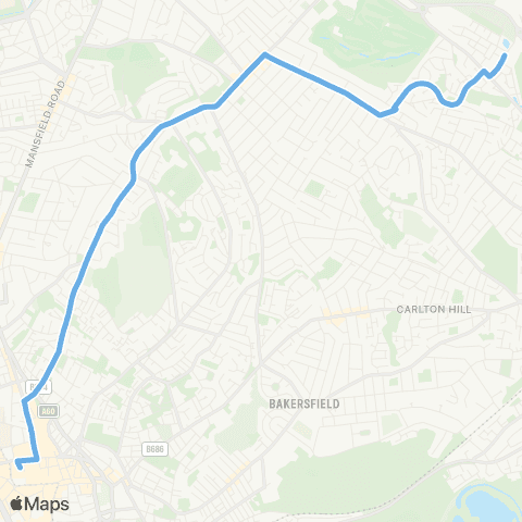 Nottingham City Transport Harviston Avenue - Queen Street map