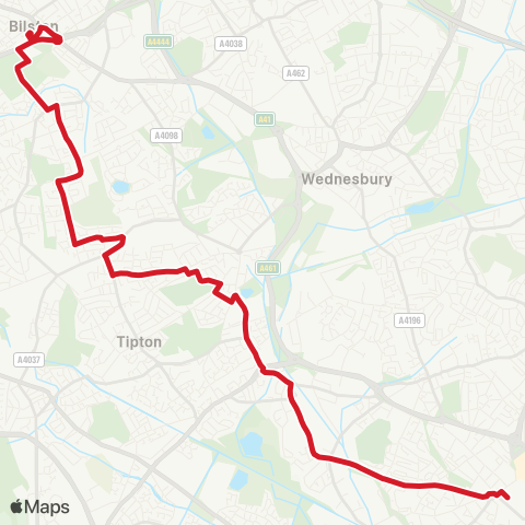 National Express West Midlands Bilston Bus Sta - W Bromwich Bus Sta map