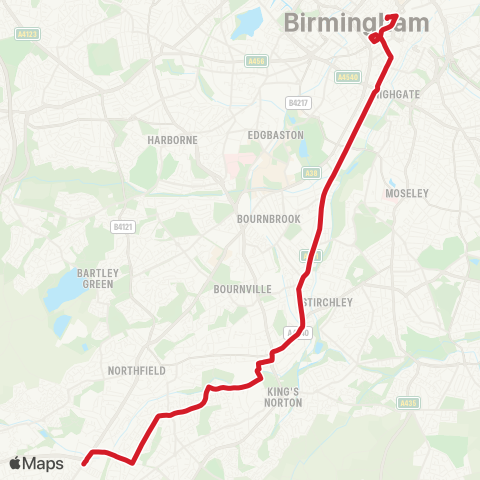 National Express West Midlands Longbridge Island - Carrs Lane map