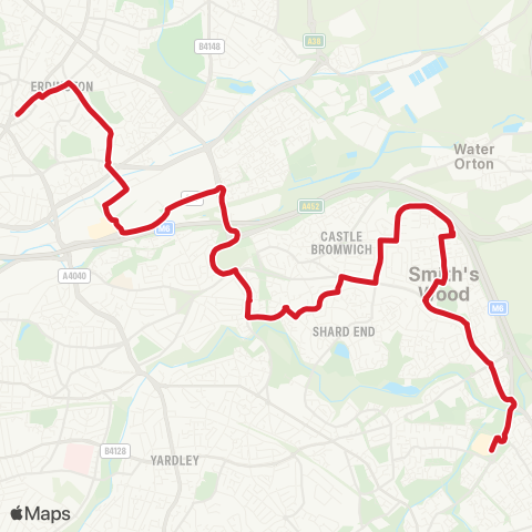National Express West Midlands Chelmsley Interchange - Kingstanding Circle map
