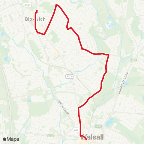 National Express West Midlands Blakenall Church - Walsall Bus Station map