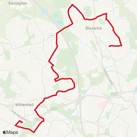 National Express West Midlands Century Drive - The Black Horse map