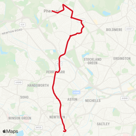 National Express West Midlands Dale End - Collingwood Centre map