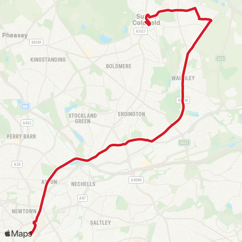 National Express West Midlands  map