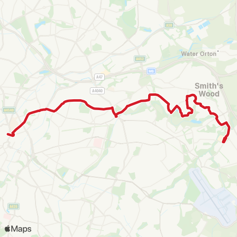National Express West Midlands Dale End - Chelmsley Interchange map