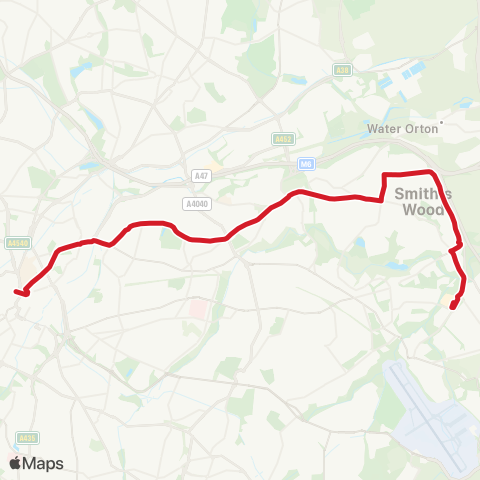 National Express West Midlands Dale End - Chelmsley Interchange map