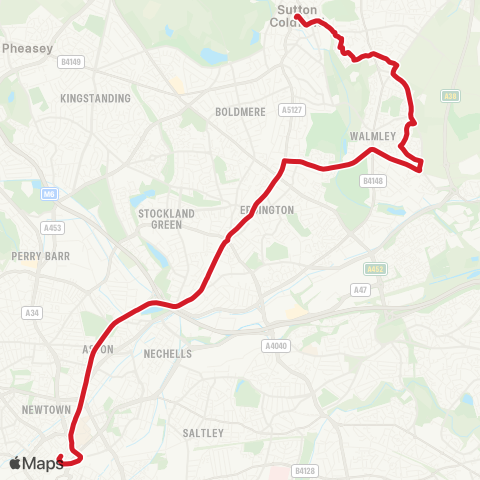 National Express West Midlands  map