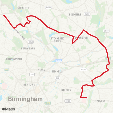 National Express West Midlands Scott Arms - Eastfield Rd map
