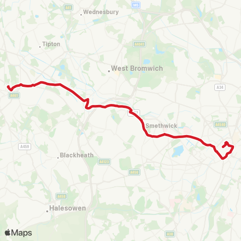 National Express West Midlands Colmore Row - Coronation Gardens map