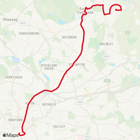 National Express West Midlands  map