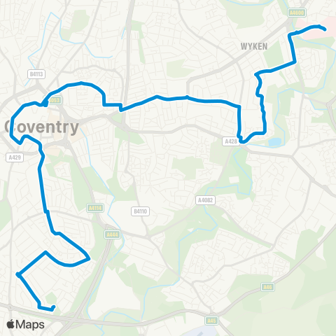 National Express Coventry Hospital Interchange - Fenside Avenue map