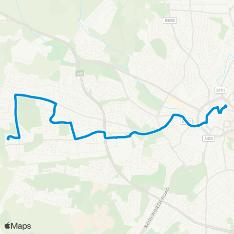 National Express Coventry Pool Meadow Bus Sta - Tanyard Farm Terminus map
