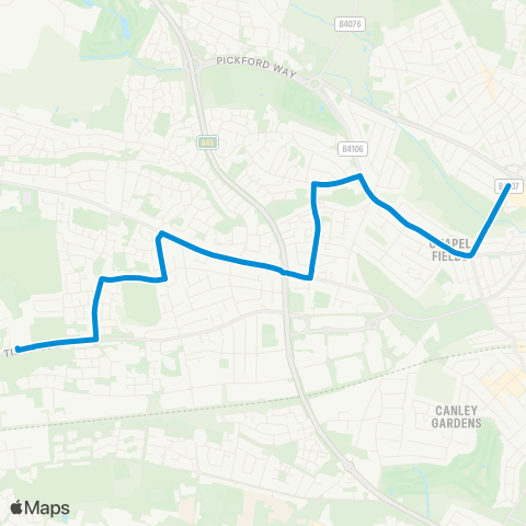 National Express Coventry W Coventry Academy - Stepping Stones Rd map